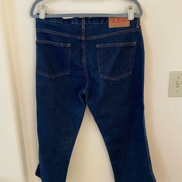 GUESS AUTHENTIC ORIGINAL JEANS VINTAGE DARK WASH CROPPED BLUE JEANS SIZE 31 - Picture 2 of 7